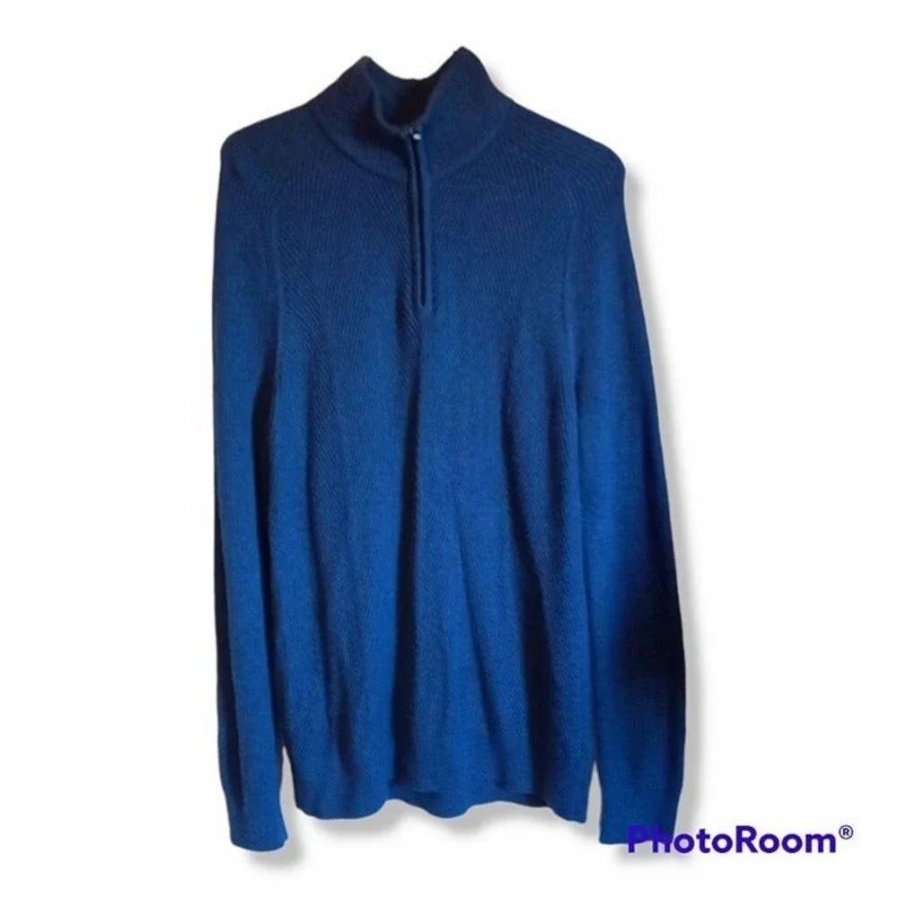 Banana Republic Factory 1/2 Zip Pullover Sweater-Medium-Ribbed-Knit-Nautical